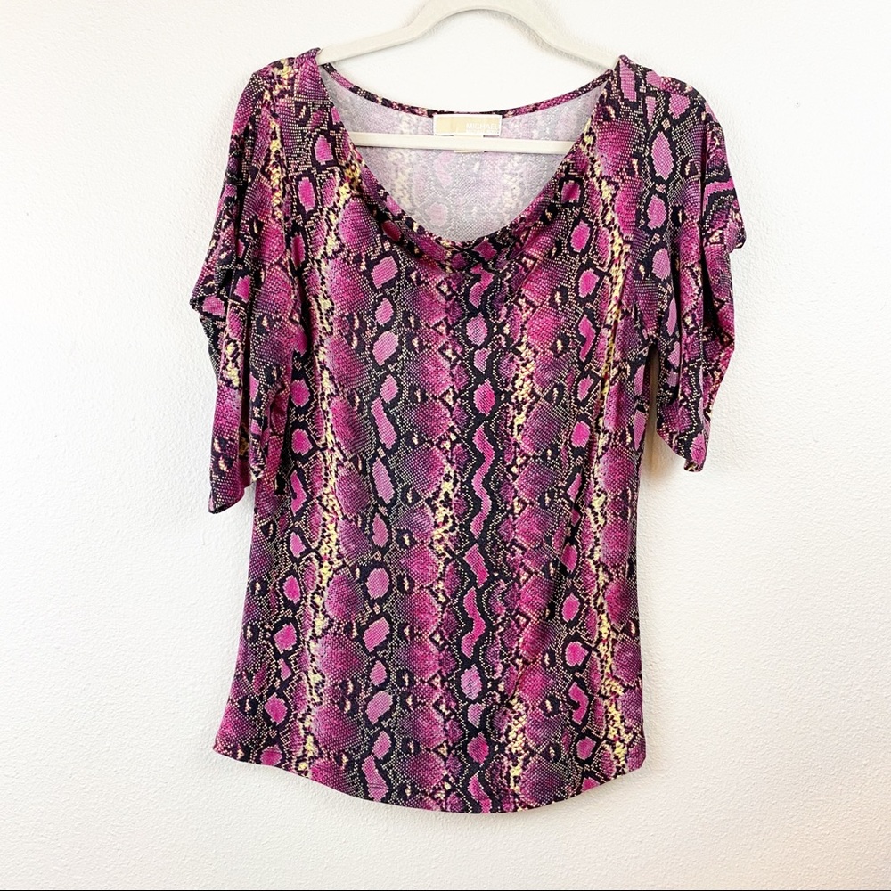 MK Michael Kors Pink Snake Skin Top Size M EUC